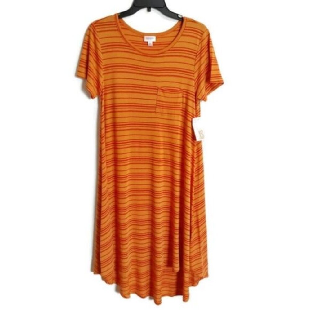 Orange red striped lightweight t-shirt dress NWT sz XS relaxed casual tee